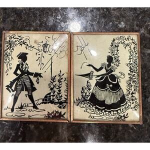 Exquisite Small Silhoulettes in Copper Frames, Convex Glass, Beautiful